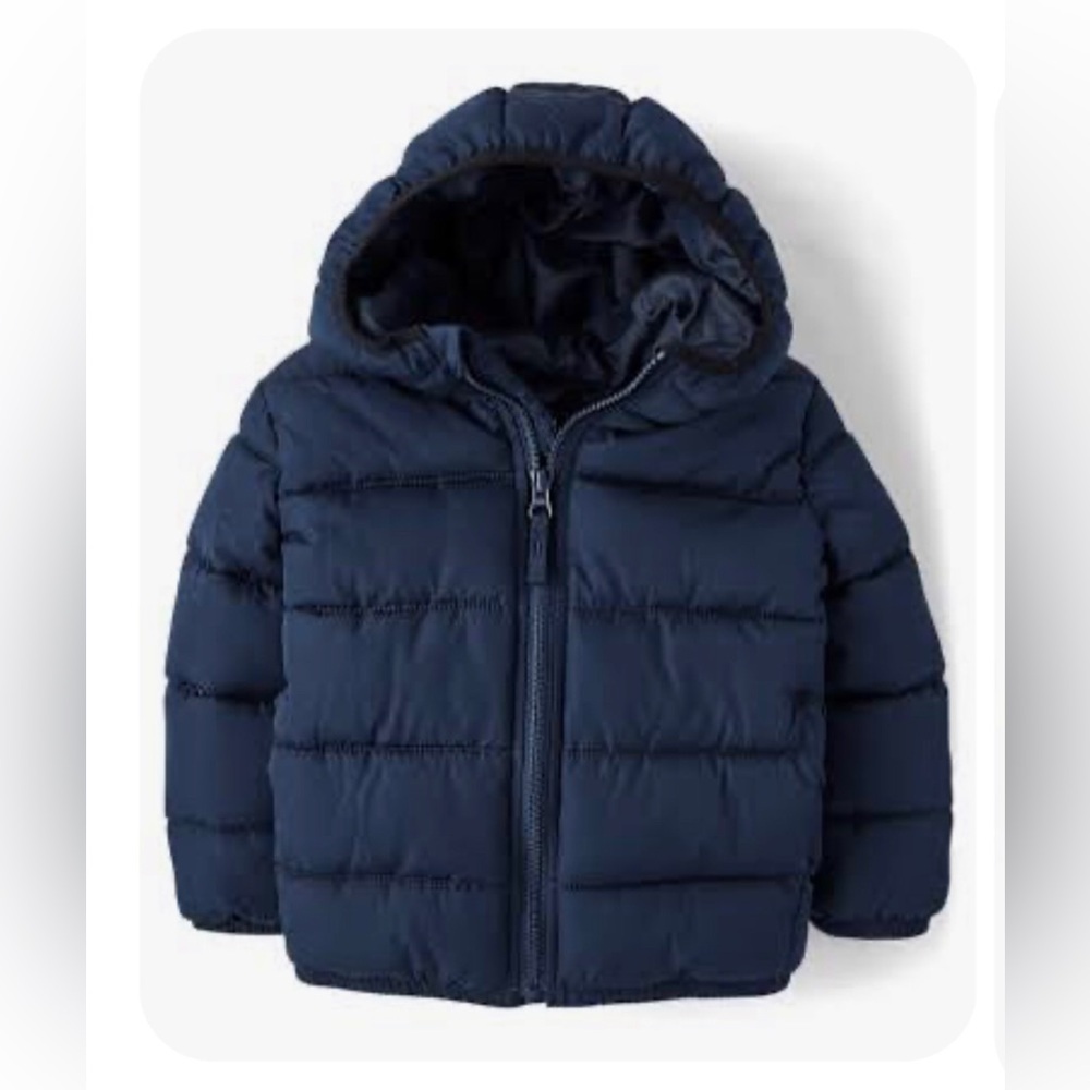 The Children’s Place Boys 5T Navy Blue Hooded Full-Zipper Puffer Jacket w/Pocket